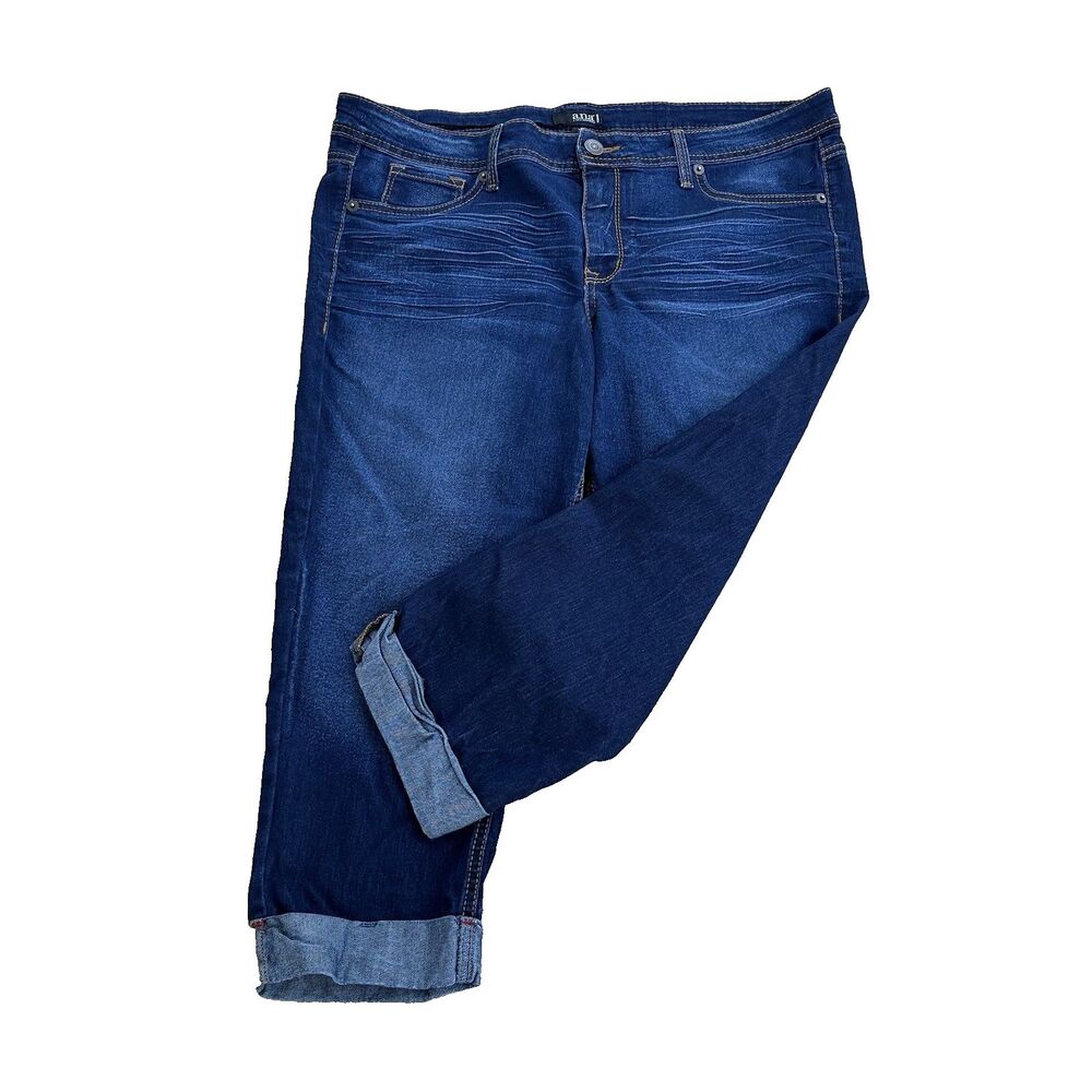 A.N.A. Womens Capri Jeans Size 20W Dark Wash Denim Cuffed Cropped Casual Stretch - Picture 2 of 7